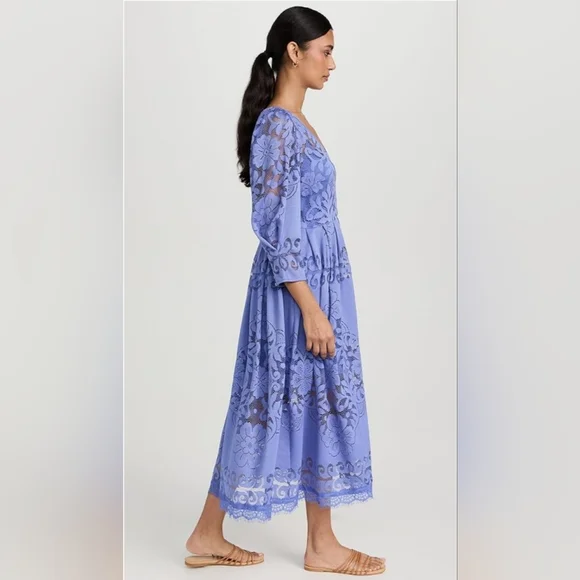 Free People Shadow Dance Midi Persian Jewel Blue Medium #155 Boho Dress 86497781 - Picture 5 of 16